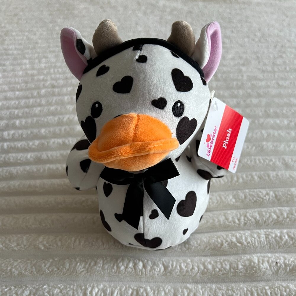 PLUSH VALENTINE'S COW HEART 7.5" DUCK-WALMART'S WAY TO CELEBRATE QUACKERZ-NWT!